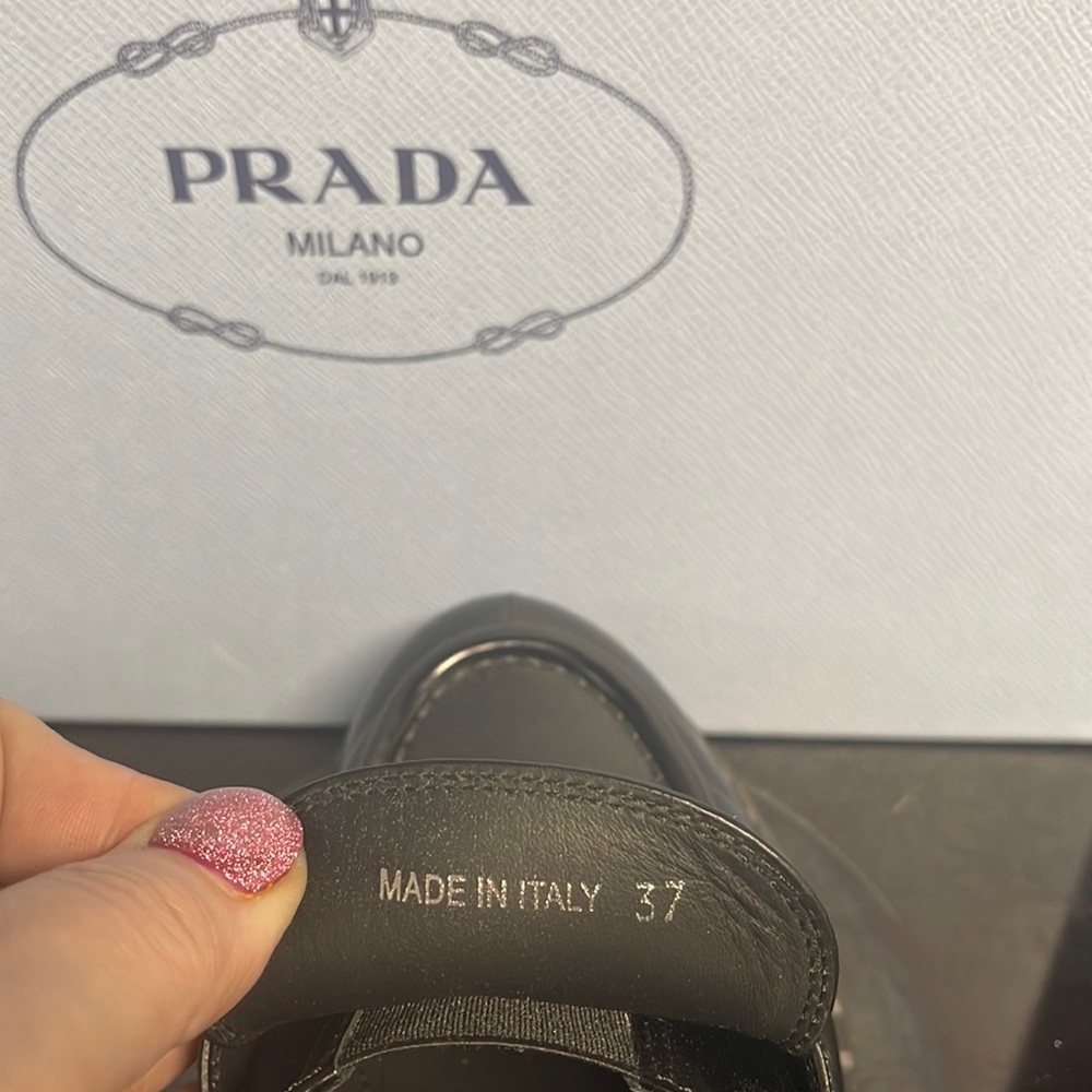 Prada black leather loafers size 7 - Picture 5 of 5